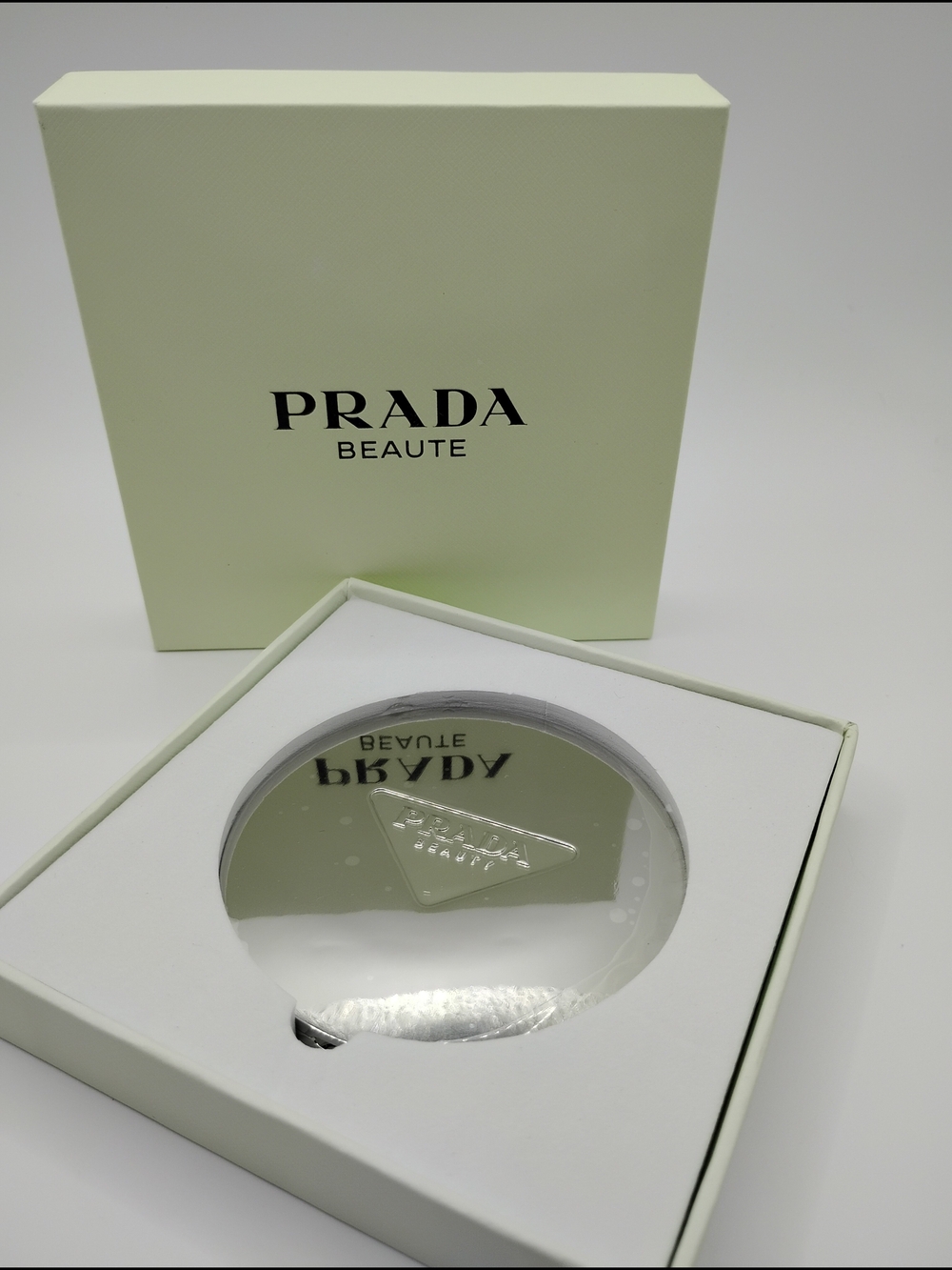 Prada Silver Compact Mirror BRAND NEW WITH THE BOX - Picture 3 of 7